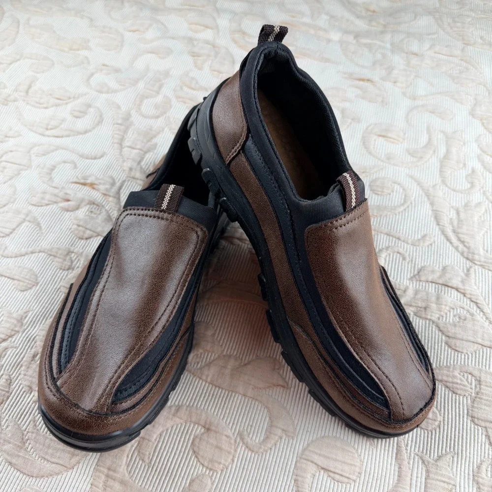 Cosidram‎ Mens Brown Faux Leather Loafers Casual Slip On Walking Shoes Size 9M